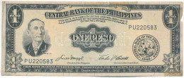 Fülöp-szigetek 1949. 1P Nyomdai Papírráncok T:F Ragasztás, Kis Anyaghiány Philippines 1949. 1 Pesos Printing Creases C:F - Non Classificati