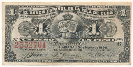 Kuba / Spanyol Adminisztráció 1896. 1P "G 2552701" T:F Szép Papír Cuba / Spanish Administration 1896. 1 Peso "G 2552701" - Unclassified
