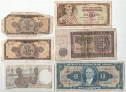 6db-os Vegyes Bankjegy Tétel, Közte Francia Nyugat-Afrika 1943. 5Fr T:VF-VG 6pcs Of Mixed Banknote Lot, In It French Wes - Ohne Zuordnung