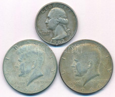 Amerikai Egyesült Államok 1962D 1/4$ Ag + 1966-1967. 1/2$ Ag "Kennedy" T:VF,XF USA 1962D 1/4$ Ag + 1966-1967. 1/2 Dollar - Ohne Zuordnung