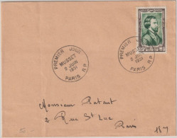 1951 - ENVELOPPE FDC MUSSET De PARIS => PARIS - 1950-1959