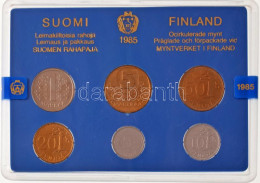 Finnország 1985. 5p-5M (6xklf) Forgalmi Sor Plasztik Tokban T:UNC Finland 1985. 5 Pennia - 5 Markka (6xdiff) Coin Set In - Zonder Classificatie