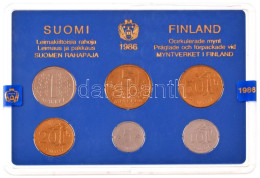 Finnország 1986. 5p-5M (6xklf) Forgalmi Sor Plasztik Tokban T:UNC Finland 1986. 5 Pennia - 5 Markka (6xdiff) Coin Set In - Zonder Classificatie