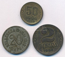 Jugoszlávia 1938. 50p Al-bronz + 2D Al-bronz + Szerbia 1912. 20p Cu-Ni T:VF Patina Yugoslavia 1938. 50 Para Al-bronze +  - Unclassified