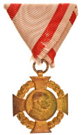 1908. "Katonai Jubileumi Kereszt" Aranyozott Bronz Kitüntetés Mellszalagon T:VF Hungary 1908. "Diamond Jubilee Cross For - Ohne Zuordnung