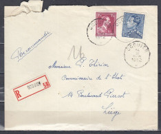 Aangetekende Brief Van Ocquier Naar Liege - 1936-51 Poortman