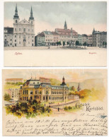 ** 2 Db RÉGI Hosszú Címzéses Cseh Képeslap: Iglau, Karlsbad / 2 Pre-1903 Czech Postcards: Jihlava, Karlovy Vary - Zonder Classificatie