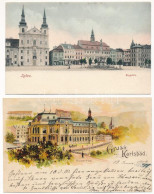 ** 2 Db RÉGI Hosszú Címzéses Cseh Képeslap: Iglau, Karlsbad / 2 Pre-1903 Czech Postcards: Jihlava, Karlovy Vary - Unclassified