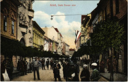 * T2 1913 Arad, Deák Ferenc Utca, üzletek. Husserl M. Kiadása / Street View, Shops - Unclassified
