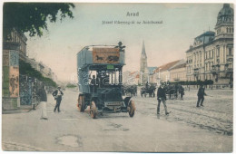 T2 1909 Arad, József Főherceg út, Emeletes Autóbusz Reklámmal. Bloch H. Kiadása / Street, Double Decker Autobus With Adv - Unclassified