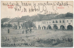 T2 1910 Beszterce, Bistritz, Bistrita; Fő Tér, Sörcsarnok, Friedmann Ábrahám, Grünberger és Edelstein üzlete / Hauptplat - Unclassified