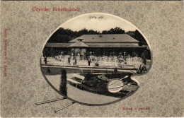 * T1 Félixfürdő, Baile Felix; Kioszk és Park. Sonnenwirth L. Kiadása, Szecessziós Montázs Festő Palettával / Kiosk And P - Non Classificati