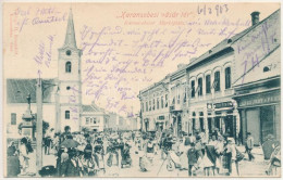 T2/T3 1903 Karánsebes, Caransebes; Vásártér, Eperjesy, Reisz üzlete, Piac. H. Rosenfeld Kiadása / Marktplatz / Market Sq - Unclassified