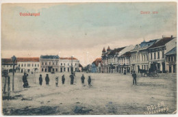 T2/T3 1913 Vajdahunyad, Hunedoara; Corvin Tér, üzletek. Adler Fényirda (Szászváros) 1909. / Square, Shops (EK) - Non Classés
