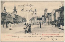 T2/T3 1902 Besztercebánya, Banská Bystrica; IV. Béla Tér, Városháza, üzletek, Szökőkút. Ivánszky Elek Kiadása / Square,  - Unclassified