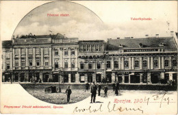 T2 1904 Eperjes, Presov; Fő Utca, Takarékpénztár, Gyógyszertár, Glück D., Bodnár Gy., Throp Gyula, Holenia üzlete. Fényn - Unclassified