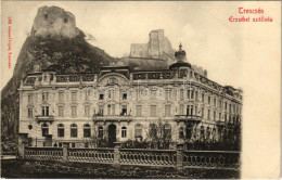 T2/T3 1911 Trencsén, Trencín; Erzsébet Szálloda, Vár. Gansel Lipót Kiadása / Trenciansky Hrad / Hotel, Castle (EK) - Unclassified