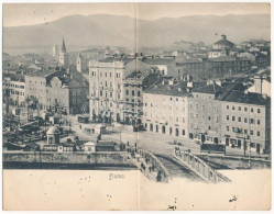 * T3 Fiume, Rijeka; Látkép, Híd, Villamos. Divald Károly 482. Sz. 2-részes Kihajtható Panorámalap / General View, Bridge - Ohne Zuordnung