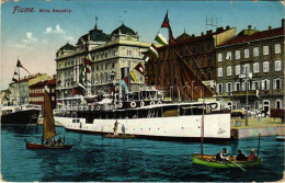 T2/T3 1912 Fiume, Rijeka; Riva Szapáry / Kikötő, Alessandr Billitz üzlete, Gőzhajó / Port, Steamships, Shop (EK) - Ohne Zuordnung