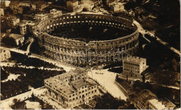 T2/T3 1917 Pola, Pula; Arena Aus Vogelperspektive / Amfiteátrum / Amphitheatre + "Telegraphenbureau Der K.u.k. Kriegsmar - Ohne Zuordnung