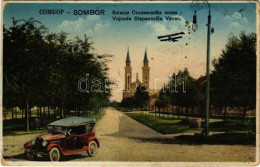 T3 Zombor, Sombor; Vojvode Stepanovica Venac / Utca, Automobil, Templom, Repülőgép / Street View, Automobile, Church, Ai - Zonder Classificatie