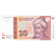 Billet, Tajikistan, 10 Somoni, 1999, NEUF - Tayikistán