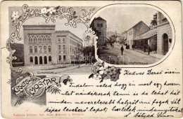 T3 1902 Mostar, Gymnasium, Hauptstrasse / Grammar School, Main Street. Art Nouveau, Floral (tear) - Unclassified