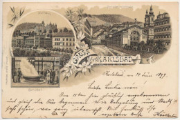 T2/T3 1897 (Vorläufer!) Karlovy Vary, Karlsbad; Kurhaus, Sprudelcolonnade, Sprudel / Spa, Bath. Ottmar Zieher Art Nouvea - Ohne Zuordnung