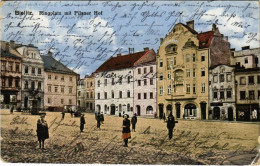 T3 1919 Bielsko-Biala, Bielitz; Ringplatz Mit Pilsner Hof / Square, Shops (EK) - Non Classés