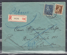 Aangetekende Brief Van Binche E Naar Bruxelles - 1936-1951 Poortman