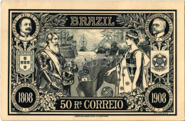 T2 Brazil, 50 Reis Correio, 1808-1908 Centenario Da Abertura Dos Portos, D. Carlos I. Rei De Portugal, Afonso Penna Pres - Non Classificati