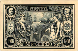 T2 Brazil, 50 Reis Correio, 1808-1908 Centenario Da Abertura Dos Portos, D. Carlos I. Rei De Portugal, Afonso Penna Pres - Sin Clasificación