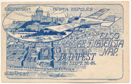 T2/T3 1924 Budapest-Esztergom, Első Magyar Filatelista Nap, Posta Repülés / First Hungarian Philatelist Day, Post Flight - Ohne Zuordnung