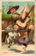 ** T2/T3 A Cserkész Vidám és Meggondolt. Cserkész Levelezőlapok Kiadóhivatal / Hungarian Boy Scout Art Postcard S: Márto - Sin Clasificación