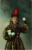 * T2/T3 Norwegian Folklore, Girl With Snowballs (non PC) (EK) - Unclassified