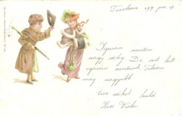 ** T2 1899 Boy Courting A Girl, Children, Litho - Sin Clasificación