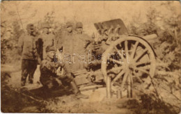 ** T2/T3 Osztrák-magyar Katonák ágyúval / WWI Austro-Hungarian K.u.k. Military, Soldiers With Cannon. "Rivoli Rákóczi út - Ohne Zuordnung