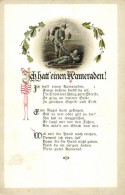 ** T3 Ich Hatt Einen Kameraden / WWI K.u.K. Dying Soldier, Battle, Poem Litho (fl) - Ohne Zuordnung