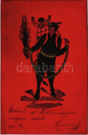 * T1/T2 1900 Krampus With Chains. Emb. Litho - Non Classés