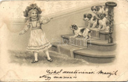 T4 Girl With Dogs, Schmidt Edgar, No. 242. Emb. Litho (fa) - Non Classés