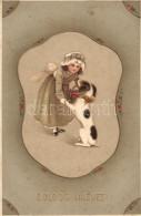 T2 New Year, Girl With Dog, Floral Litho - Unclassified