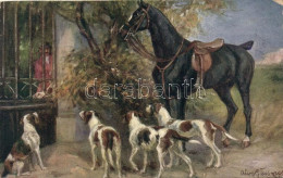 * T2/T3 Horse With Dogs, B.K.W.I. Serie 801-1 S: Alice Gassner (EK) - Ohne Zuordnung