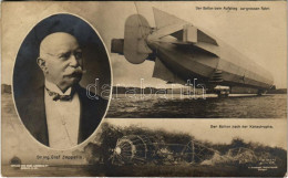 T3 1908 Dr. Ing. Graf Zeppelin, Der Ballon Beim Aufstieg Zur Grossen Fahrt, Der Ballon Nach Der Katastrophe / Léghajó Ka - Non Classificati