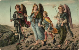 ** T2/T3 Tobias Mit Den Erzengeln / Three Archangels With Young Tobias, Stengel & Co. No. 29328, S: Sandro Boticelli (wo - Unclassified