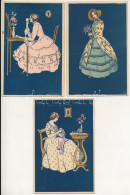 1919 Kunst Im Kleinen - 3 Db Német Művész Képeslap Hölgyekről / 3 German Art Postcards Of Ladies - Unclassified