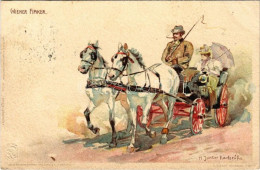 T2/T3 1899 Wiener Fiaker / Viennese Horse-drawn Carriage, Fiacre, Folklore Art Postcard. Velten's Künstlerpostkarte No.  - Unclassified