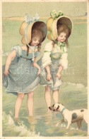 T2 Girls With Dog, Litho - Unclassified