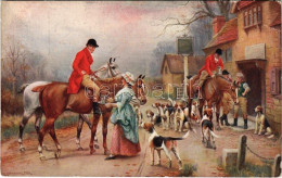 ** T2/T3 Lovasok és Vadászkutyák / Hunters With Dogs. Artist Signed (EB) - Ohne Zuordnung