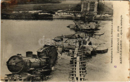 * T3 Campagne De 1914. Mary-Sur-Marne, Apres La Catastrophe / WWI Blown-up Bridge And Trainwreck After The German Attack - Unclassified