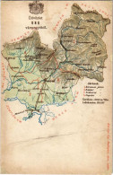 * T4 Ung Vármegye Térképe. Kiadja Károlyi Gy. / Uzská Zupa / Map Of Ung County (r) - Non Classés